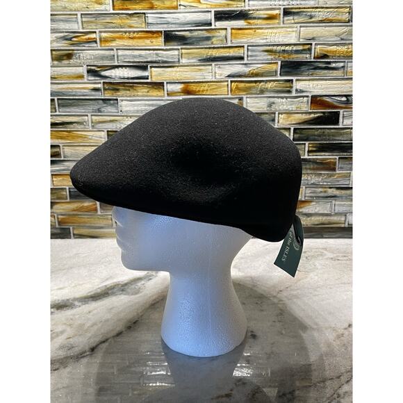 Vintage Lake Of The Isles 100% Wool Cap Hat Black Size L New Old Stock W/ Tags - Picture 1 of 7